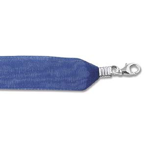 Organza Halsband 2-strängig, Verschluss 925er Silber 1 Stück dunkel blau